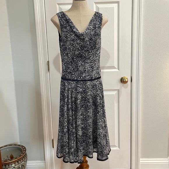 Bice by Anthropologie navy white sleeveless drop waist midi flapper dress 10 - Picture 1 of 16